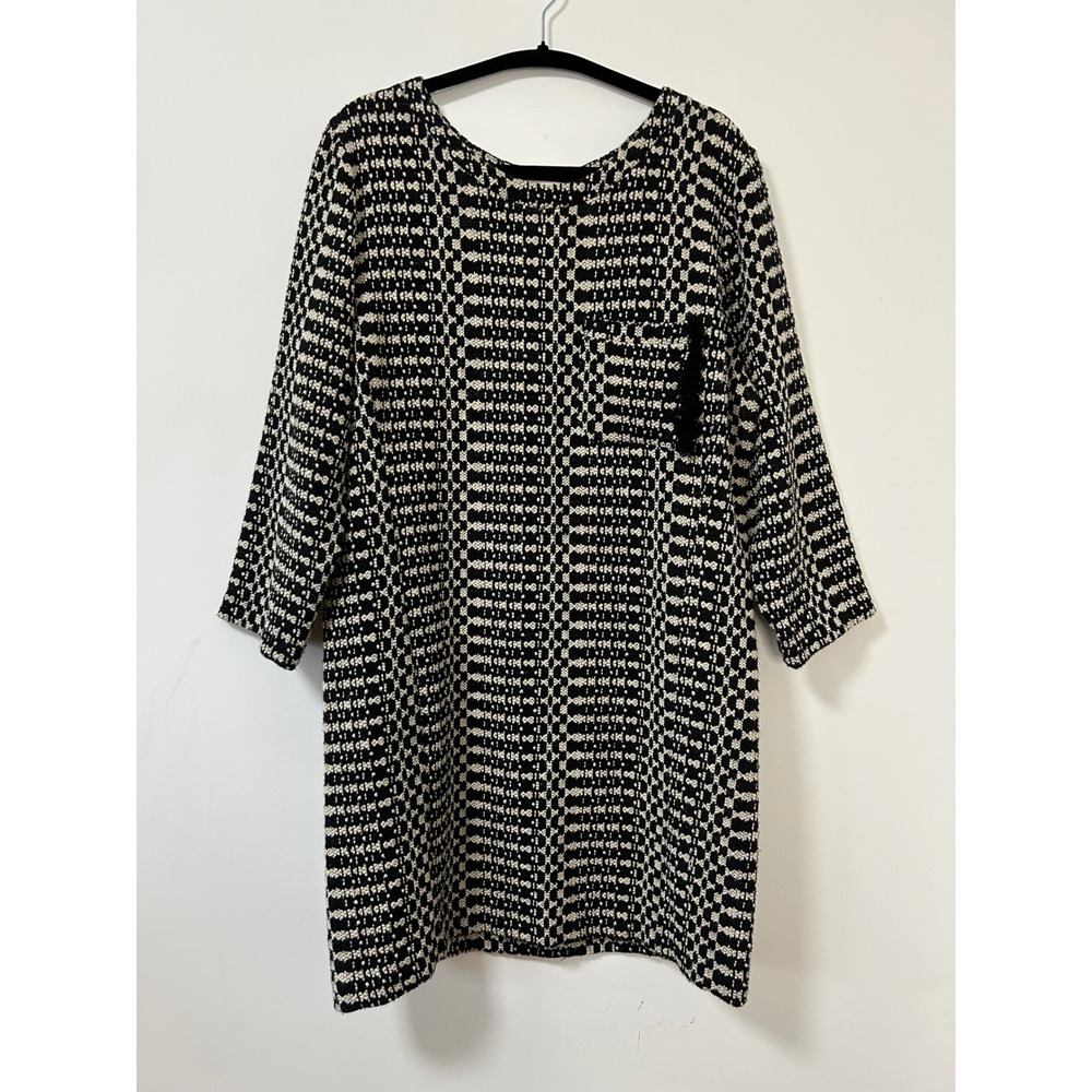 ESSENTIEL ANTWERP‎ Black White Geometric Pattern Tunic Dress Made in Italy 44/M